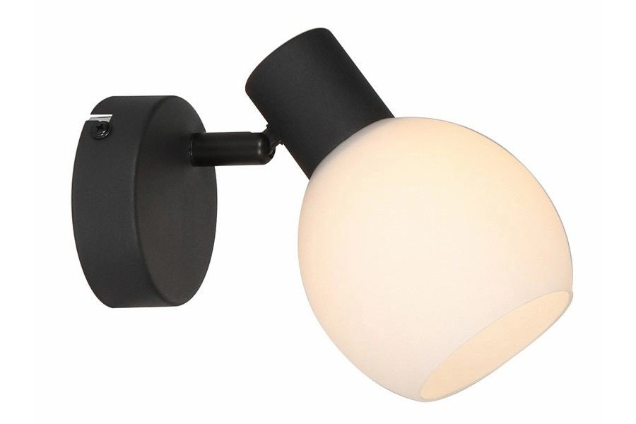 Applique classica nera con vetro bianco Cortez E14