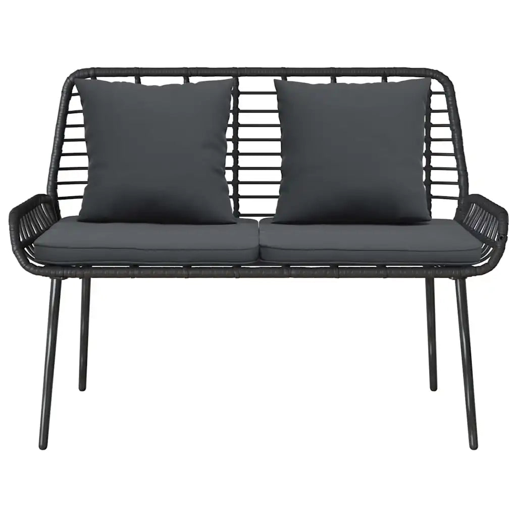 Panchina da giardino Nero e antracite polyrattan