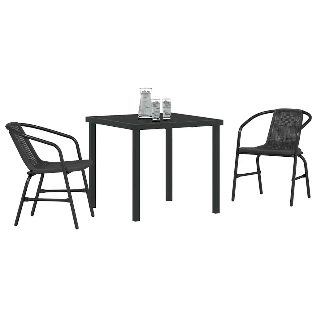 Set da Pranzo per Giardino 3 pcs Nero 3379380