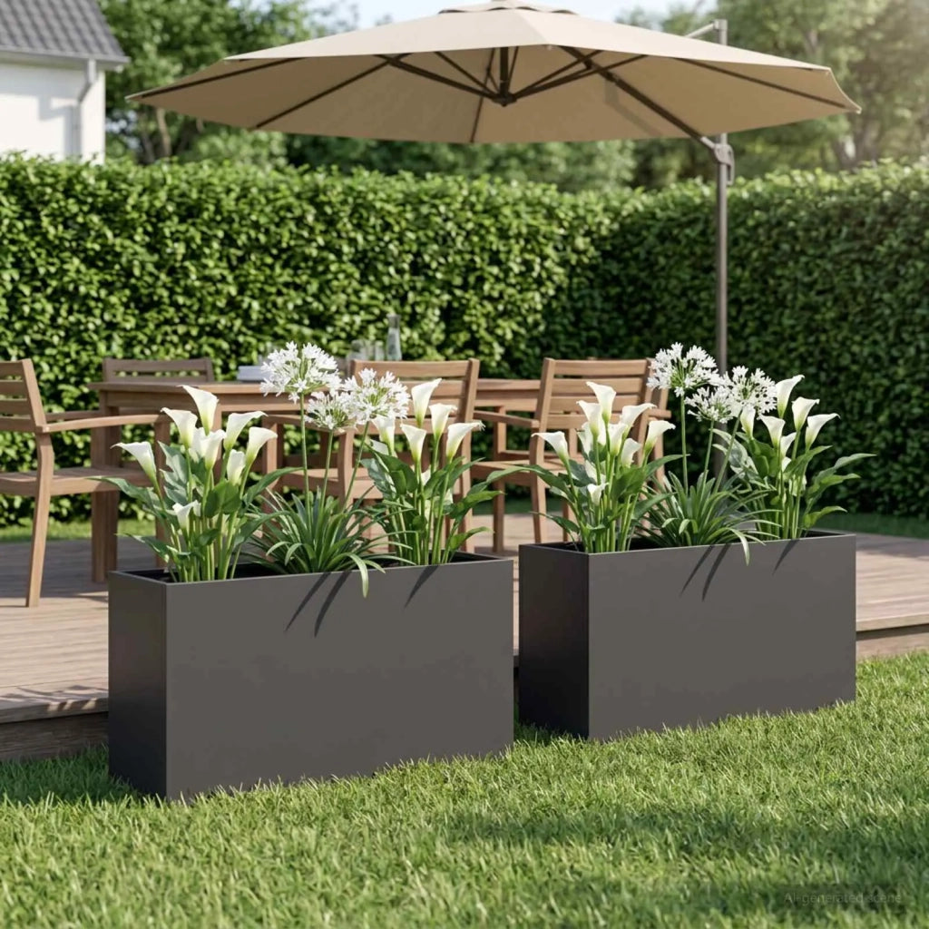 Vaso da giardino 2 pz Nero 100 x 30 x 40 cm 8005611