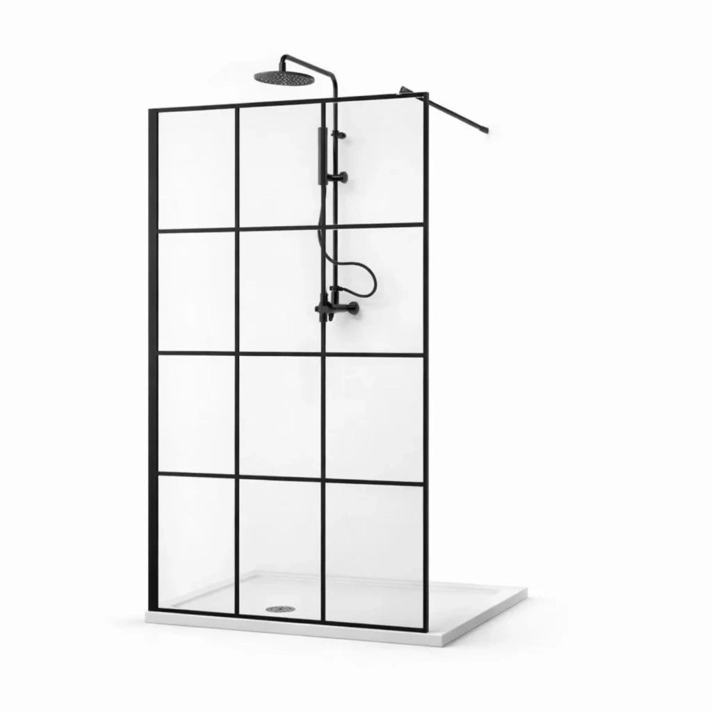 Parete doccia walk-in in cristallo temprato con profilo nero cristallo 8 mm *** misure 87-89xh200 cm, confezione 1
