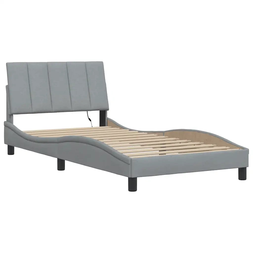 Letto singolo | Letto per adulti | Giroletto senza Materasso Hanko Grigio Chiaro 100x200 cm Tessuto