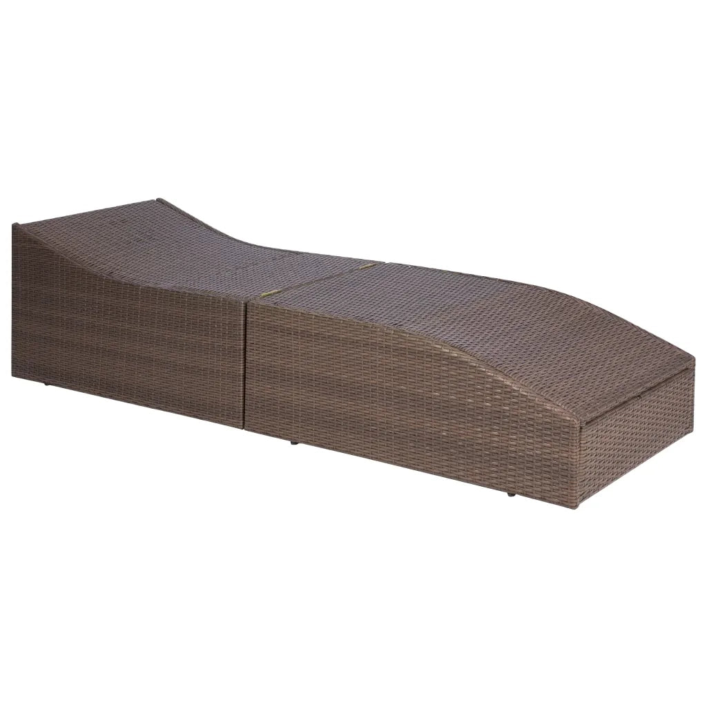 Lettino con Cuscino in Polyrattan Marrone 44135