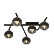 Plafoniera Moderna Teti Acciaio Nero 5 Luci E14 Ip20