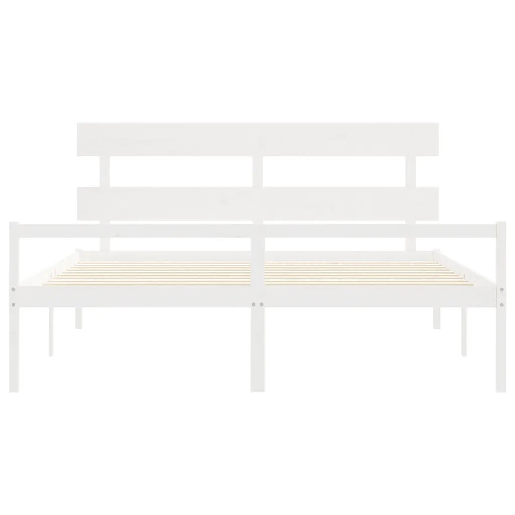 Letto per Anziani con Testiera Bianco Super King Legno Massello 3195367