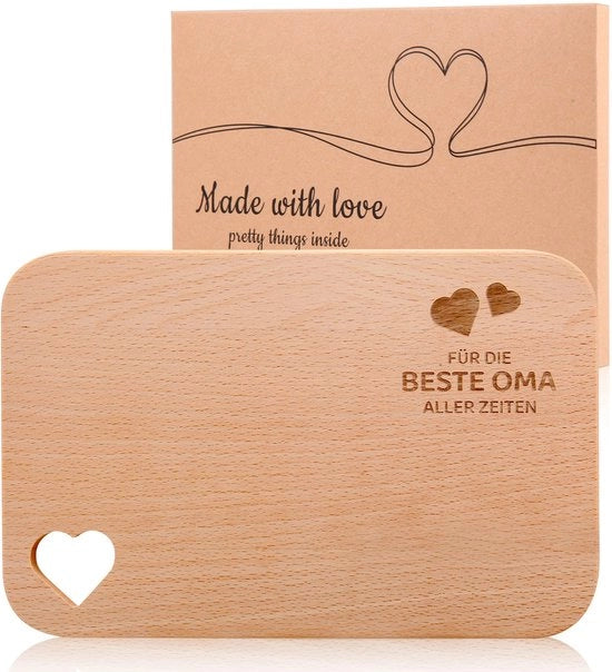 Regalo per nonna con incisione "Per la nonna più amata di sempre" - mensole da colazione in legno come regalo di Natale - cuore di legno