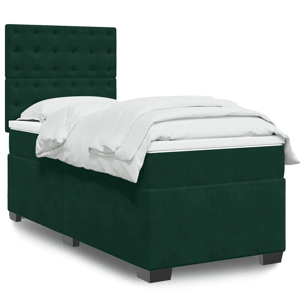 Giroletto a Molle con Materasso Verde Scuro 100x200 cm Velluto 3290849