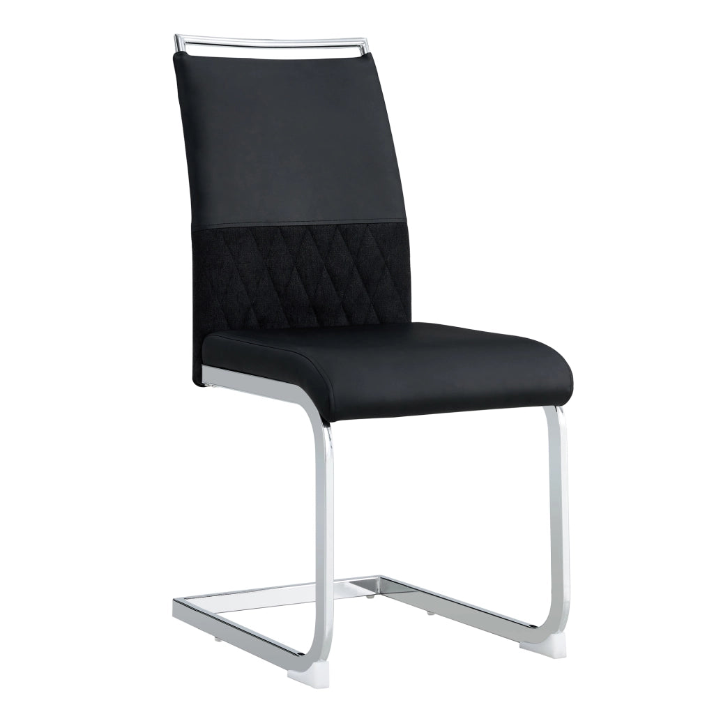 Sedie da Pranzo Set 4 Pezzi, Schienale Alto Imbottito in Ecopelle e Tessuto ¨C MINIMAL ¨C Nero