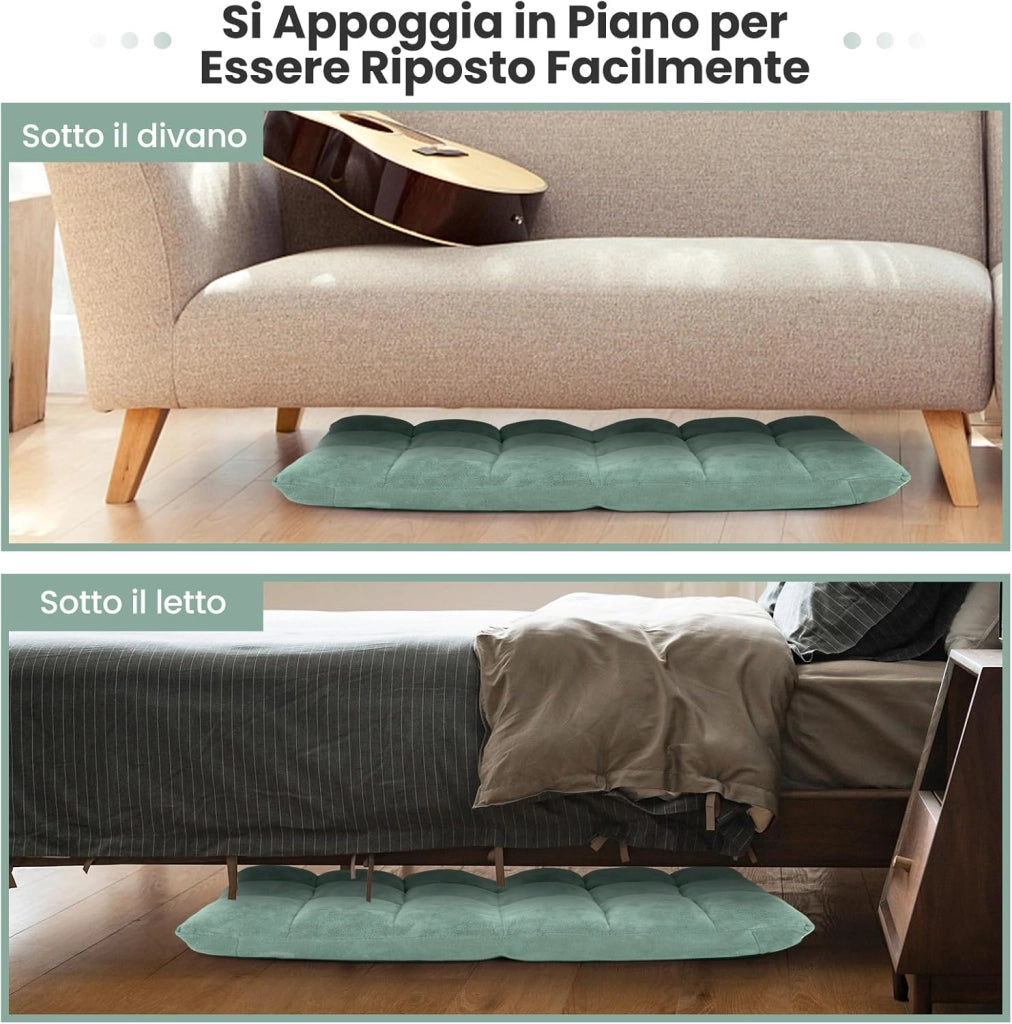 Sedia da Pavimento, Sedia Imbottita Regolabile in 14 Posizioni, Poltrona Salotto per Relax, Yoga, Lettura (Verde)