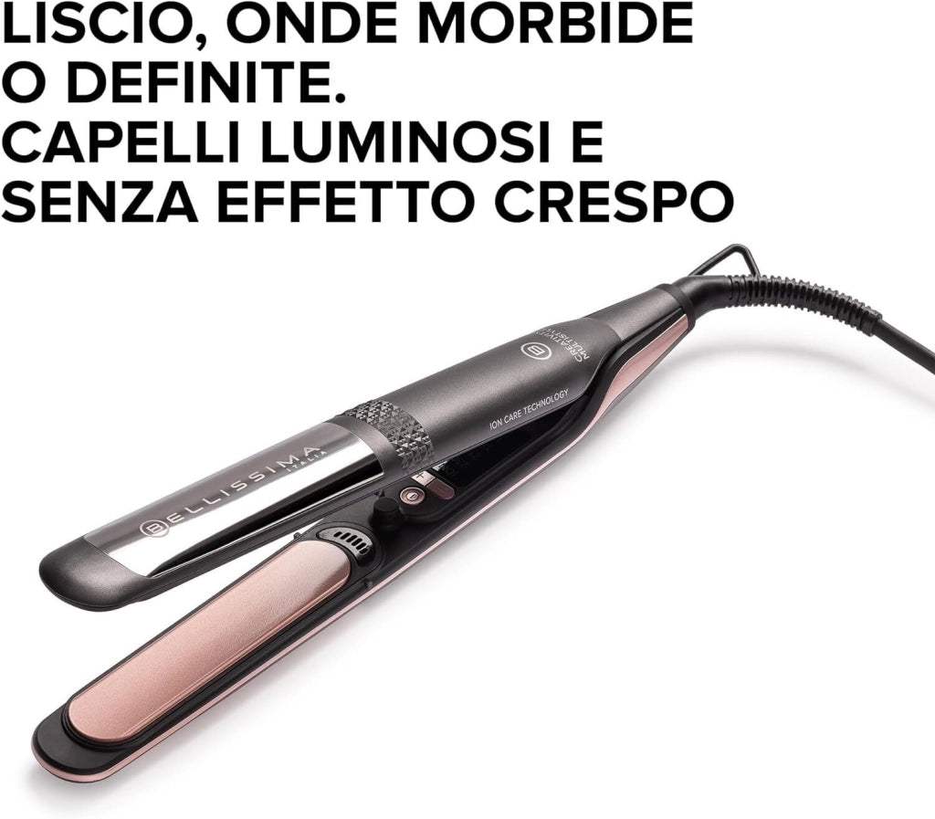Bellissima 11876 Creativity Multistyle Piastra per Capelli Ceramica Diamond Cheratina Ionica 5 temperature 150-230°C colore Nero Rosa