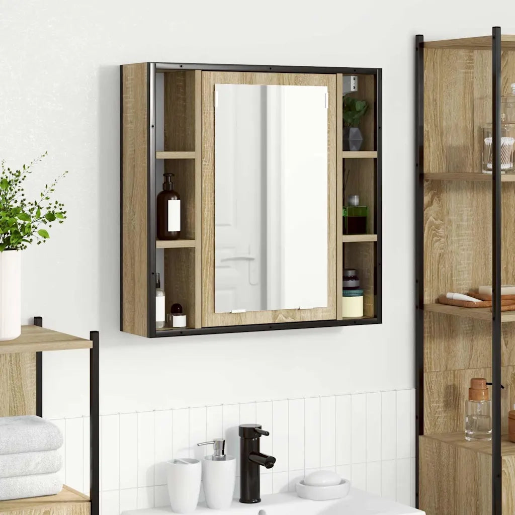 Mobiletto per specchio con porta Rovere Sonoma 60 x 16 x 60 cm 868040