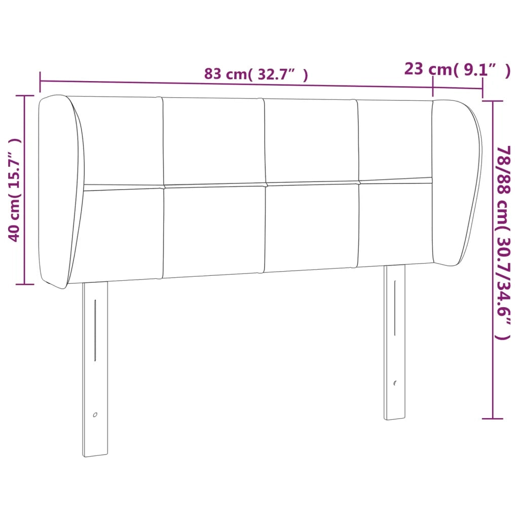 Testiera ad Orecchio Nera 83 x 23 x 78/88 cm in Velluto 3117176