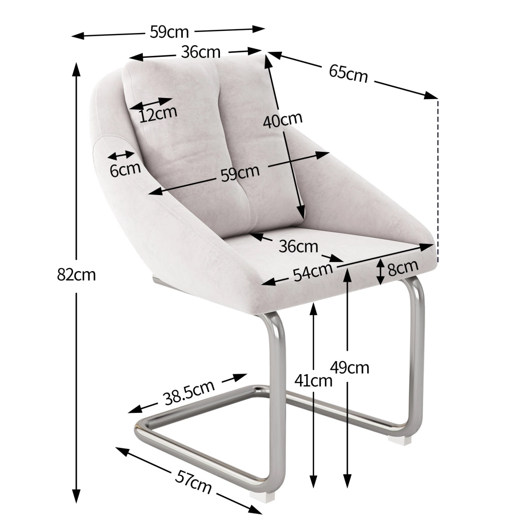 Sedia da Pranzo Girevole in Velluto con Cuscino, Set 6 Pezzi ¨C MINIMAL ¨C Beige