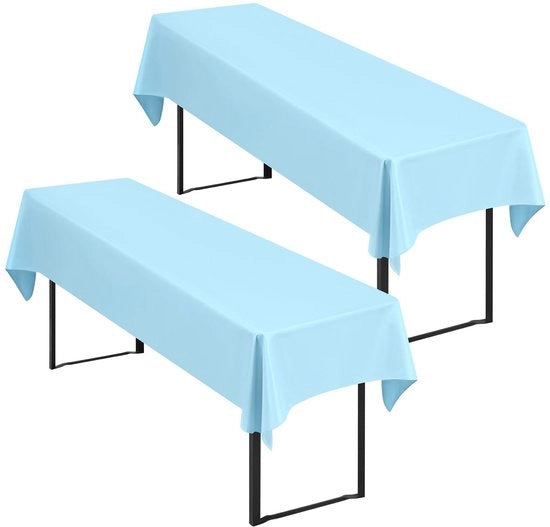 2 pezzi di tovaglia per tavolo da birra luce azzurra universale per contenitori da 50cm e 70cm per tavolo da birra tovaglioli per tavolo da birra set per tenda rettangolare tovaglie per tavolo da birra lavabili 100x250cm