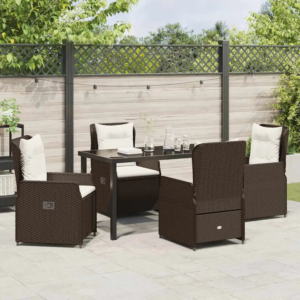 Set da Pranzo per Giardino 5 pcs Marrone polyrattan