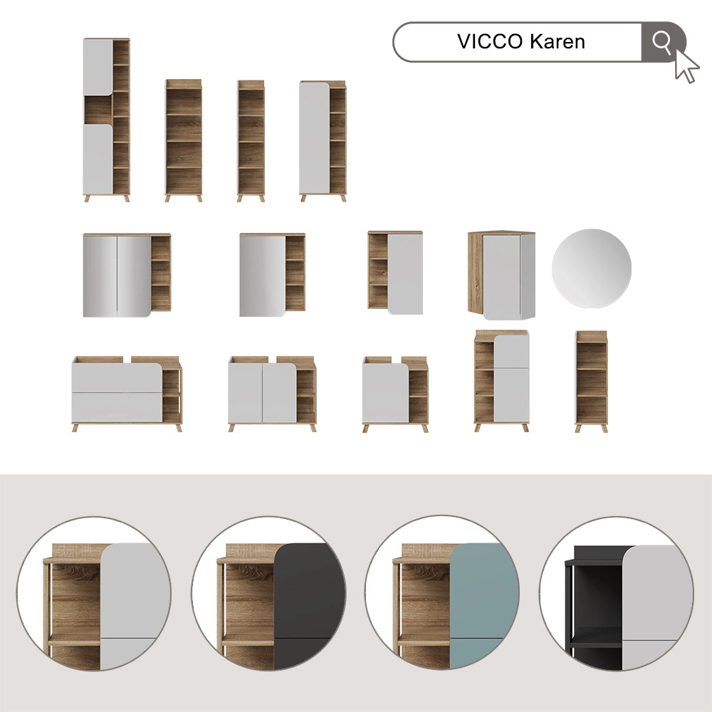 Vicco Set di mobili da bagno Grigio-blu 5 parti