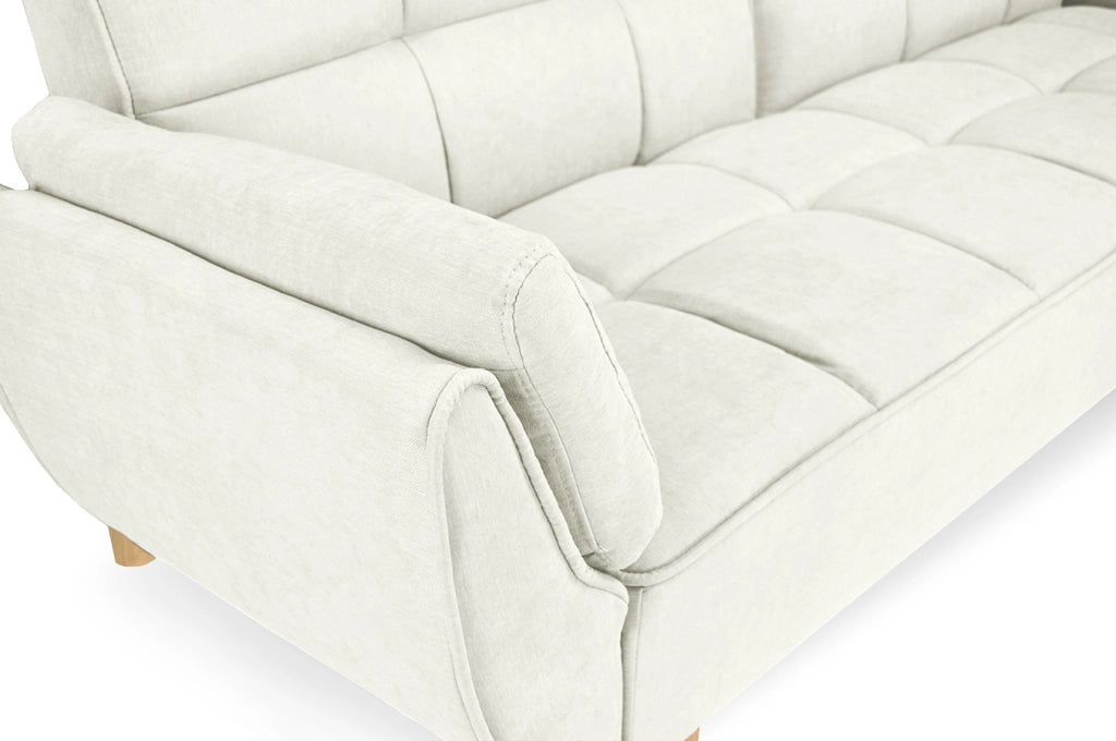 Divano letto clic clac in tessuto vellutato avorio piede legno - divano 3 posti - Ambra - DL-AM48FBC