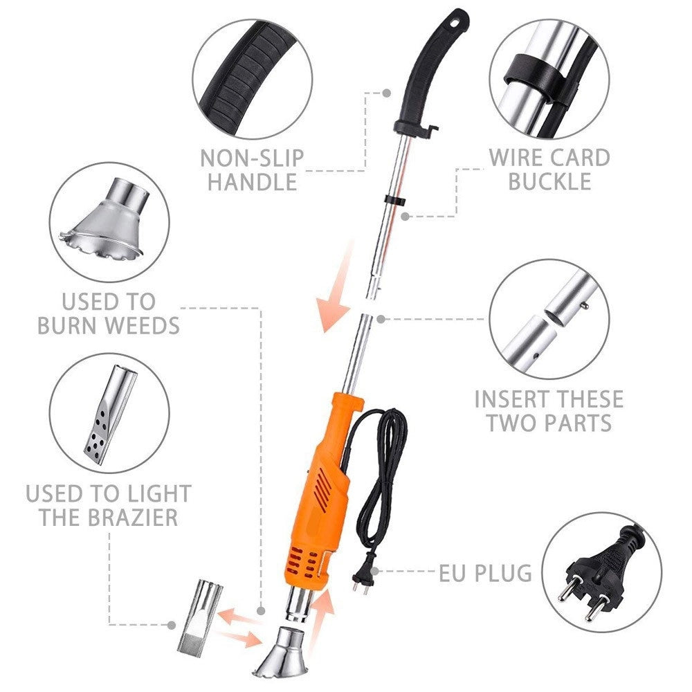 Trade Shop - Bruciatore Erba Elettrico 2000w 230v Diserbante Termico Per Erbacce 60/650 Gradi -