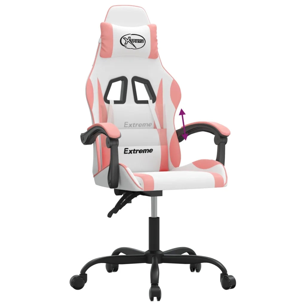 Sedia da Gaming Bianco e Rosa in Similpelle 3143875