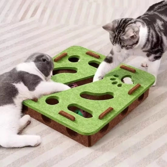 Giocattolo interattivo per gatti, rompicapo con gatto, con campanello a palloncino, scatola da disegno divertente, tunnel di velluto, strumento di autodistrazione - quadrato verde
