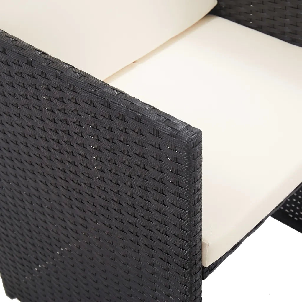 Set da Pranzo da Giardino 15 pz con Cuscini in Polyrattan Nero 46425