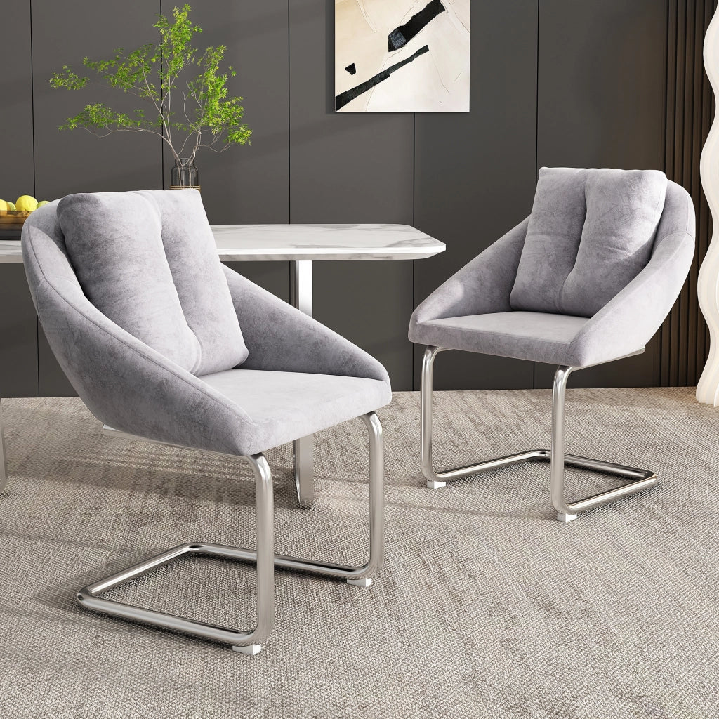 Sedia da Pranzo Girevole Imbottita in Velluto, Set 4 Pezzi con Cuscino ¨C MINIMAL ¨C Grigio