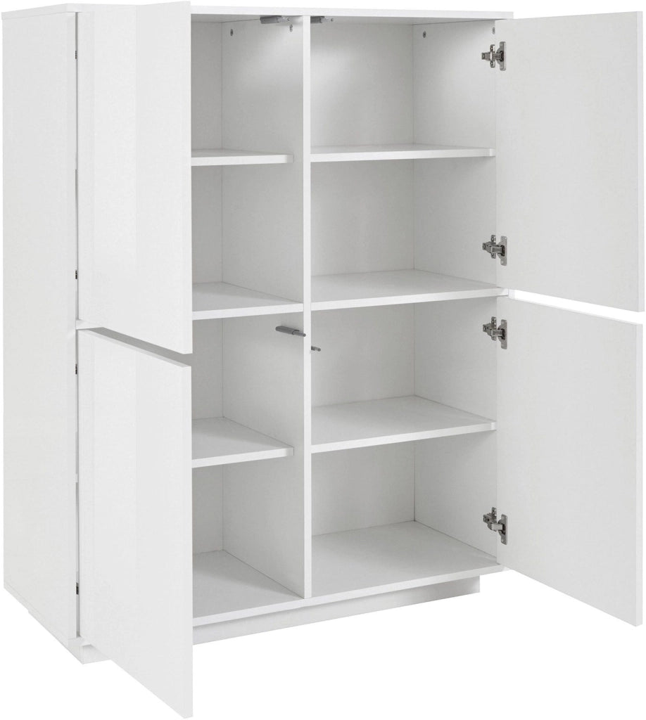 Credenza 4 Ante 100,1x41,4x126 cm Bloom Bianco Lucido