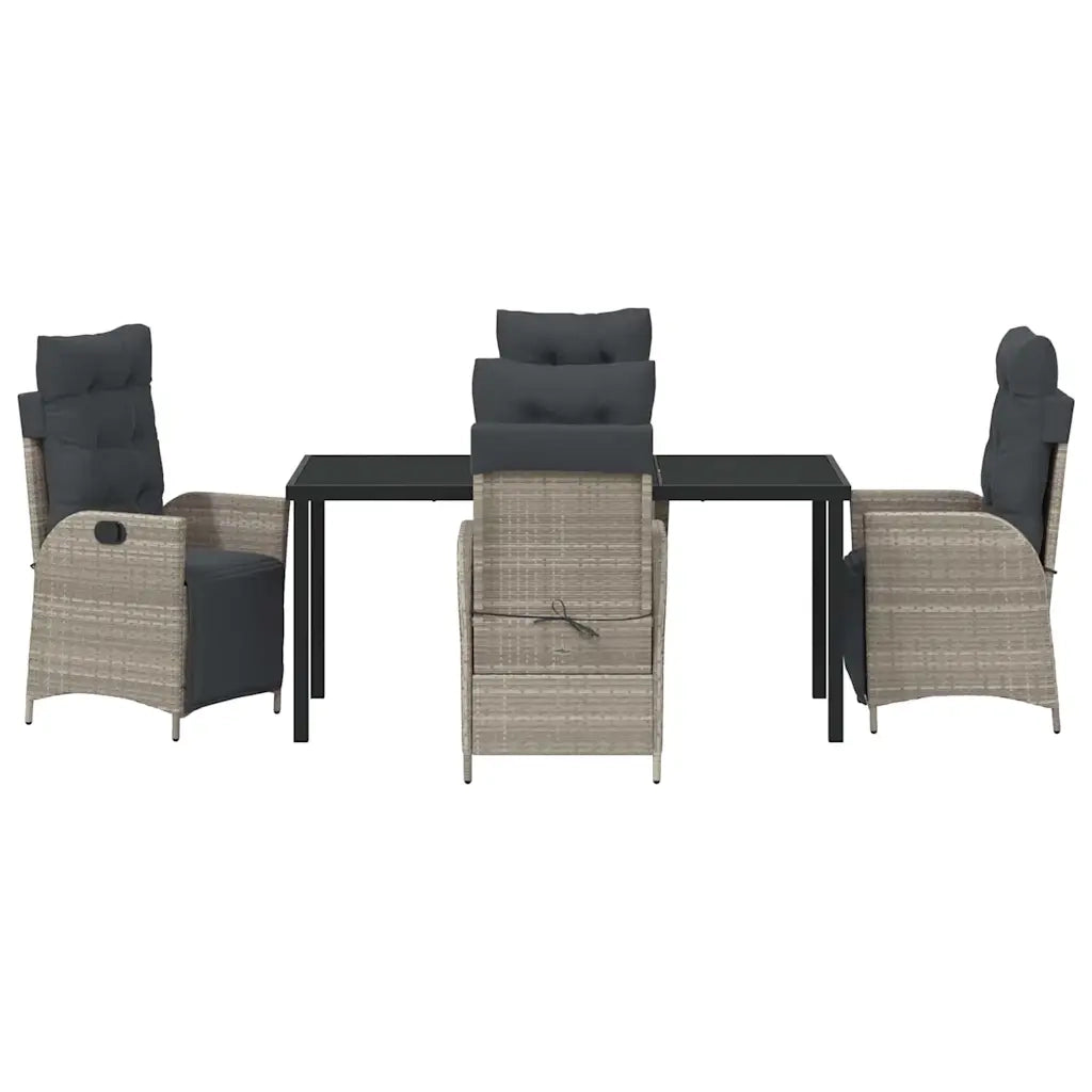 Set da Pranzo per Giardino 5 pcs Grigio chiaro polyrattan