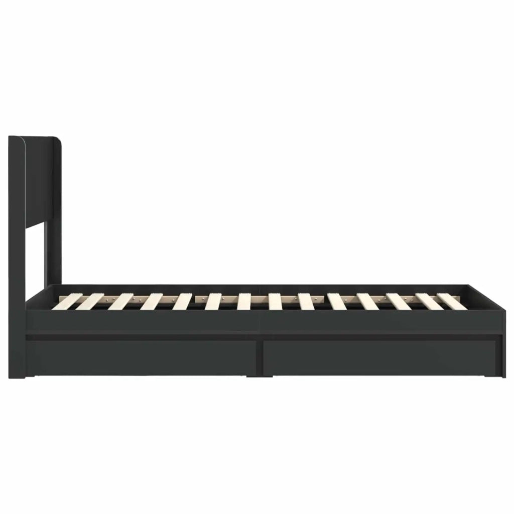 Struttura del letto con stoccaggio e testata Nero 100 x 200 cm 3414408