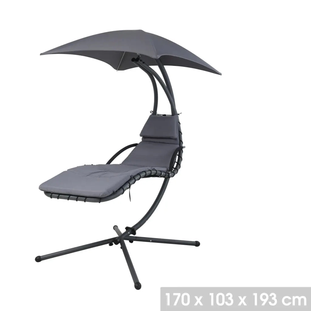 Altalena da giardino sospesa con ombrellone – 170x103x193 cm – Nero – Comfort ed eleganza