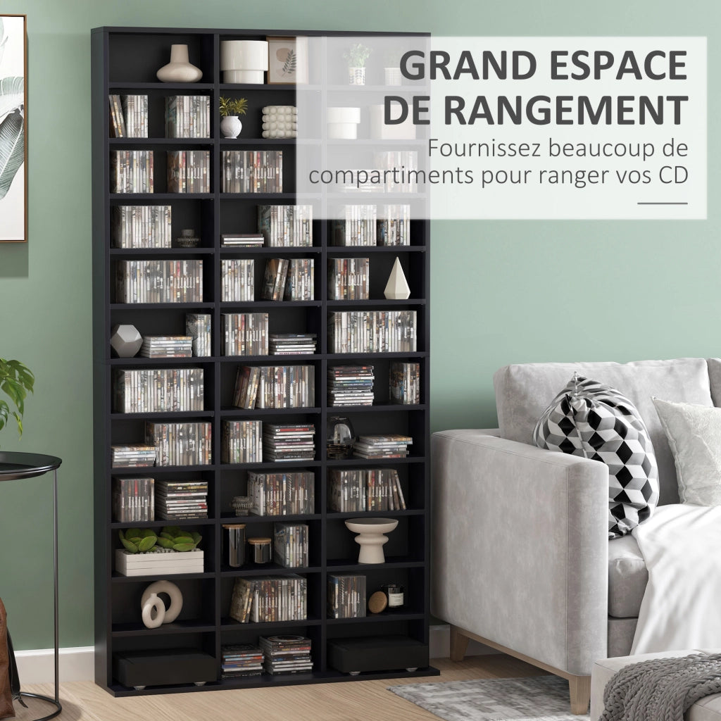 Libreria per CD e DVD ¨C zephmum ¨C 36 compartimenti, nero, 102x23.5x195 cm