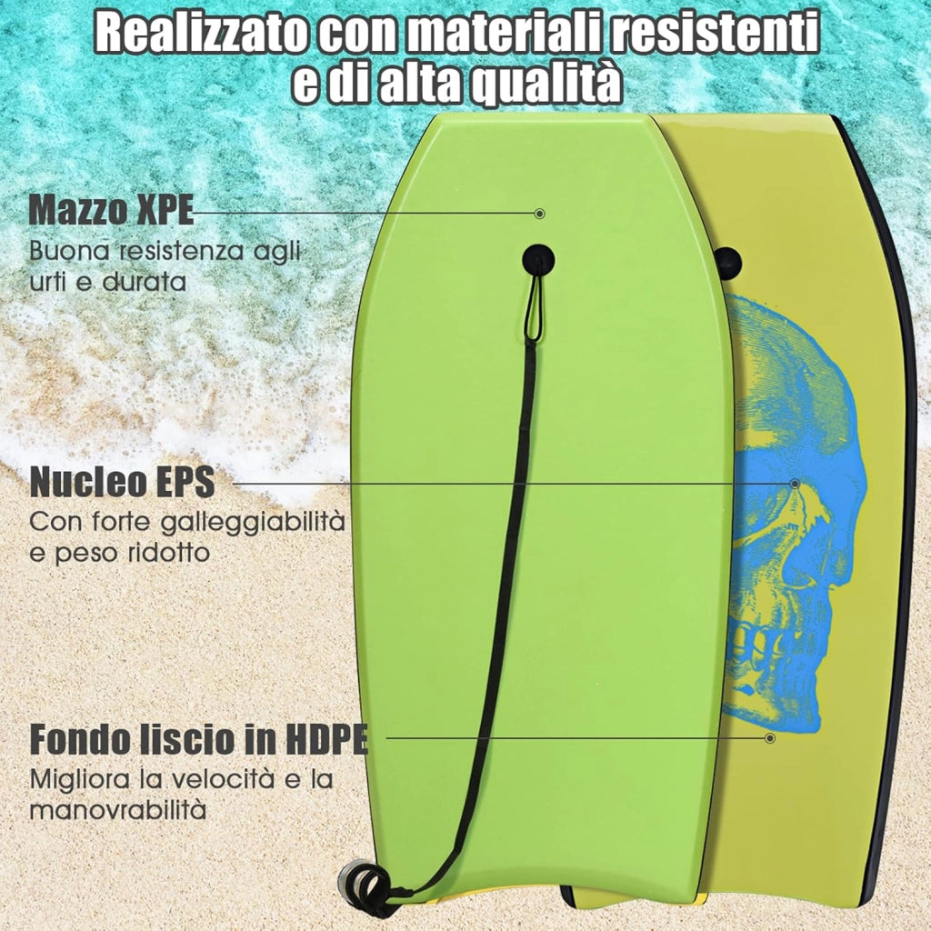 Tavola da Surf 41", Tavola Surf Bambini e Adulti in XPE, EPS e HDPE, Tavoletta Mare con Leash per Polso, Portata 85 kg