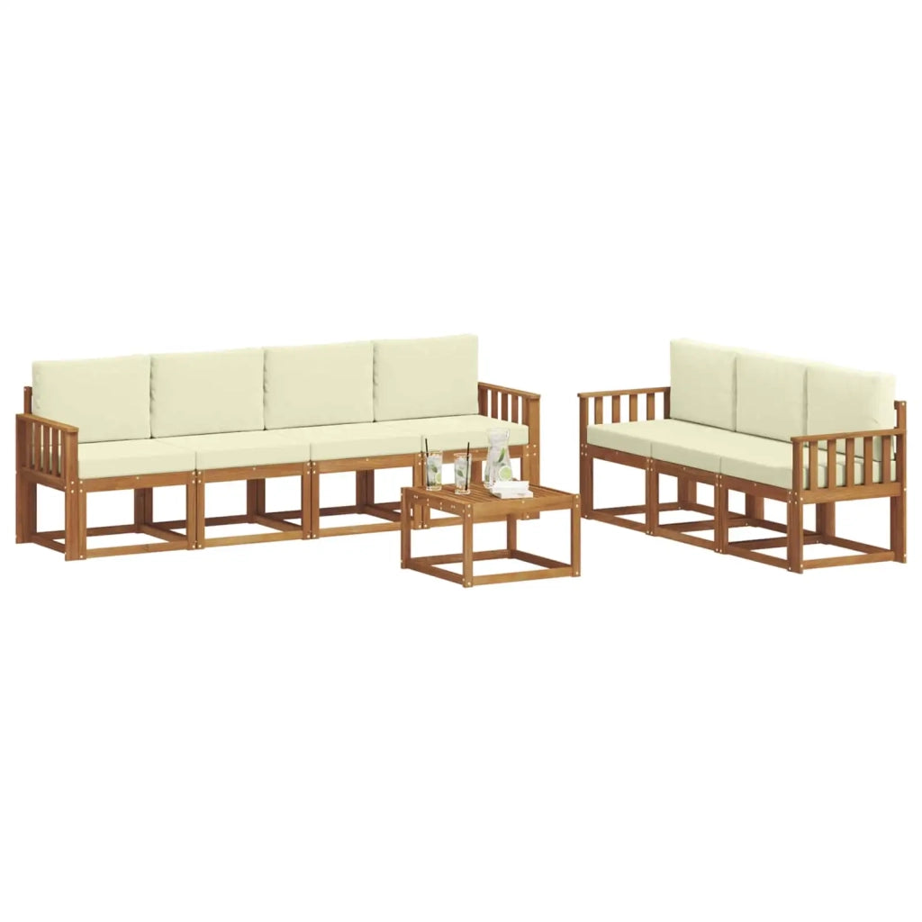 Set di divani da esterno con cuscino 8 pcs Naturale e Crema 3366108