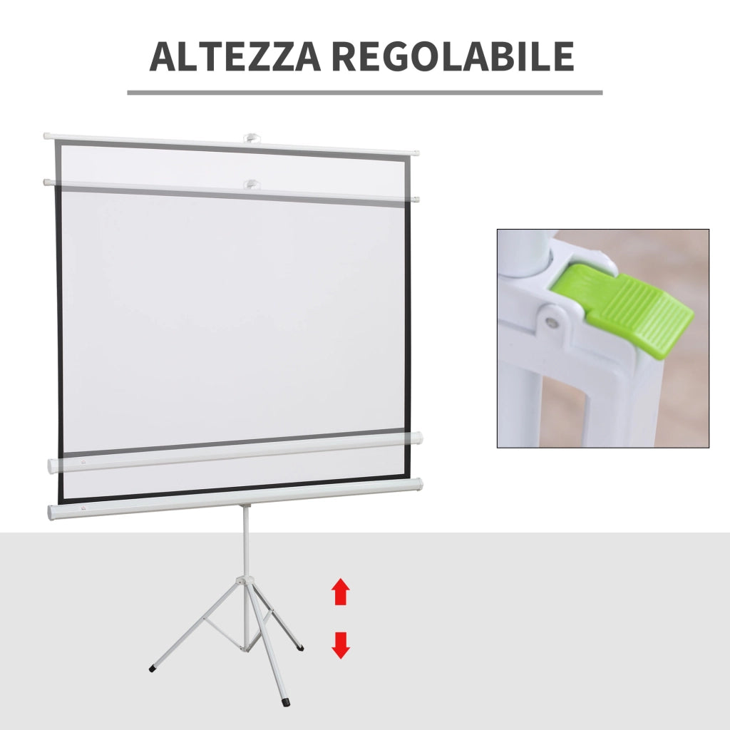 Telo Proiettore 84 Pollici 4K HD 4:3 ¨C Minimal ¨C Bianco con Treppiede Regolabile