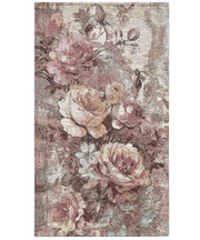 Tappeti Arredo ROSE CIPRIA salotto soggiorno camera, disegno floreale giardino fiorito, multiuso lavabile antiscivolo cm.65x110 (Coppia)