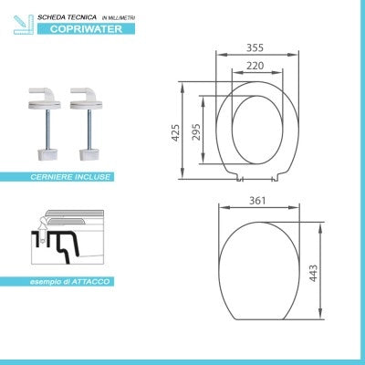Copriwater Pozzi Ginori specifico per serie Gardena in termoindurente bianco