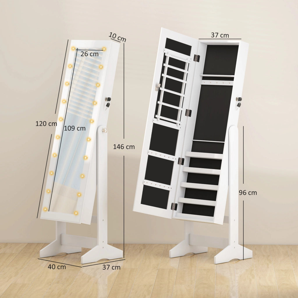 Armadio gioielli con luci LED ¨C zephmum ¨C bianco 40x37x146 cm