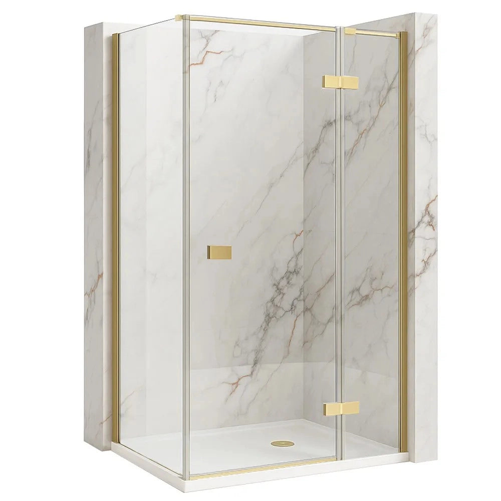 Cabina Doccia Rea Atlas 100x90 Brush Gold sinistra