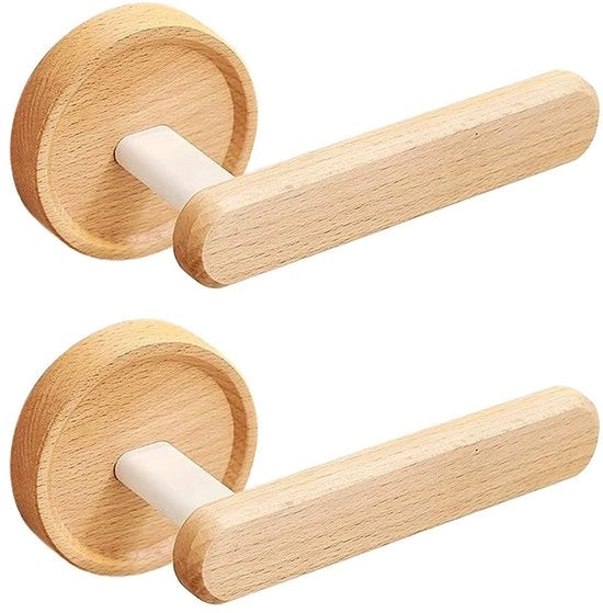 Due Pezzi di Sostegni per Tende - Autoadesivi - Maniglie in Legno Vintage - Fissaggio alla Parete - Impermeabili - Alta Durata - Maniglie per Parete