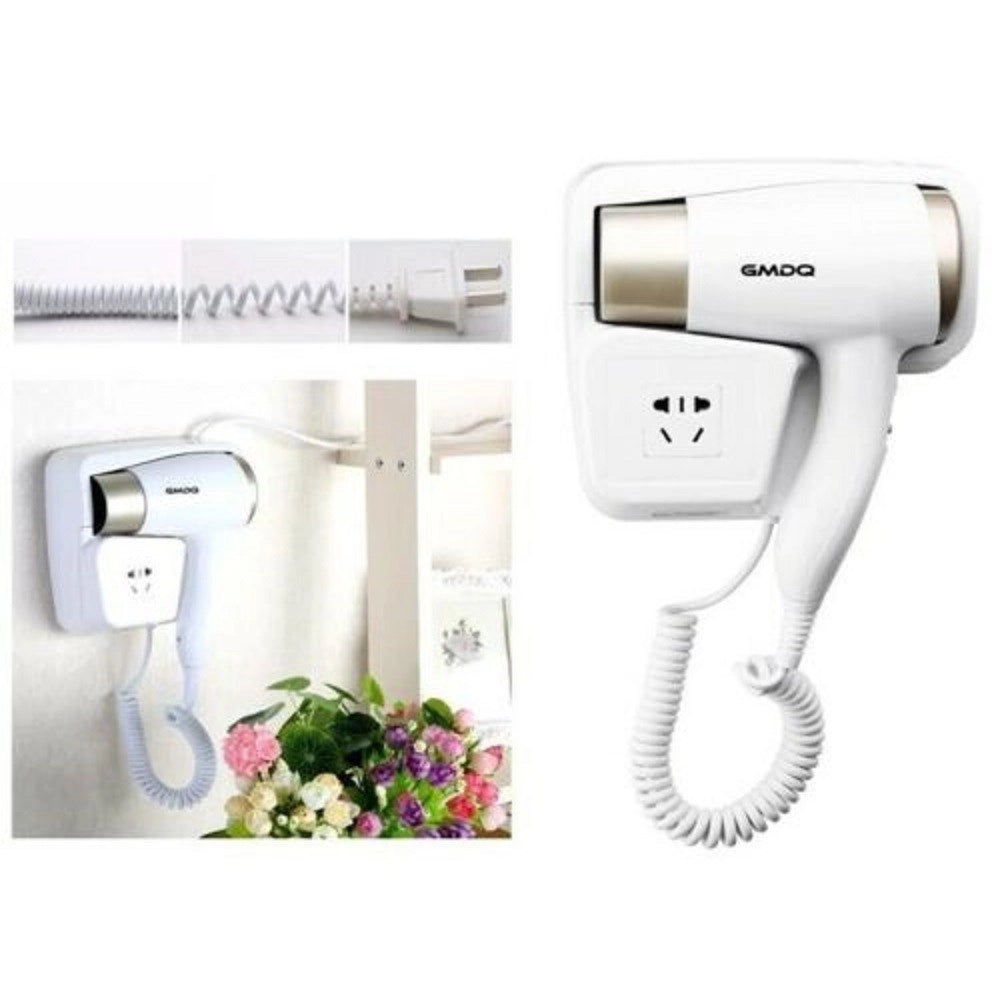 Trade Shop - Asciugacapelli Phon Da Parete Muro Bagno Hotel Albergo 1500w Gw-6142 Presa -