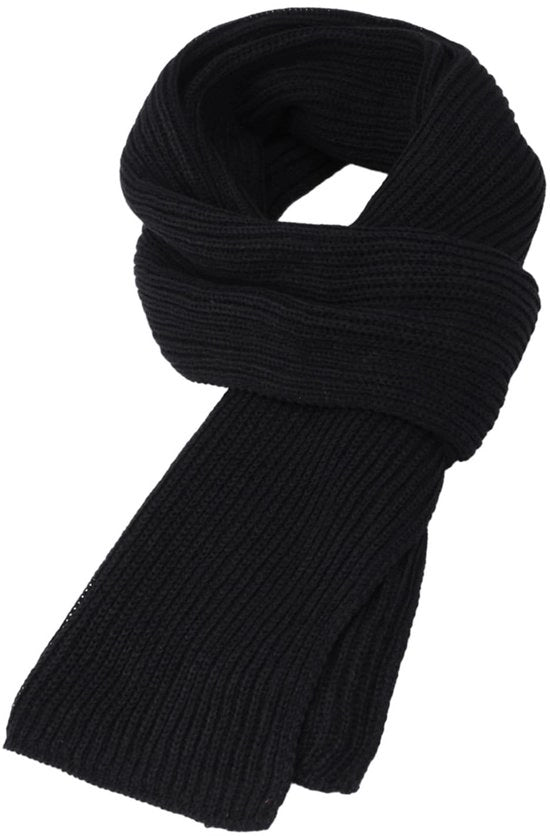 Sciarpa Nera - Sciarpa Lavorata a Maglia - Sciarpa Calda - Accessorio Invernale - Tessuto Comodo - Sostenibile e Sovraccosto 165x30 cm