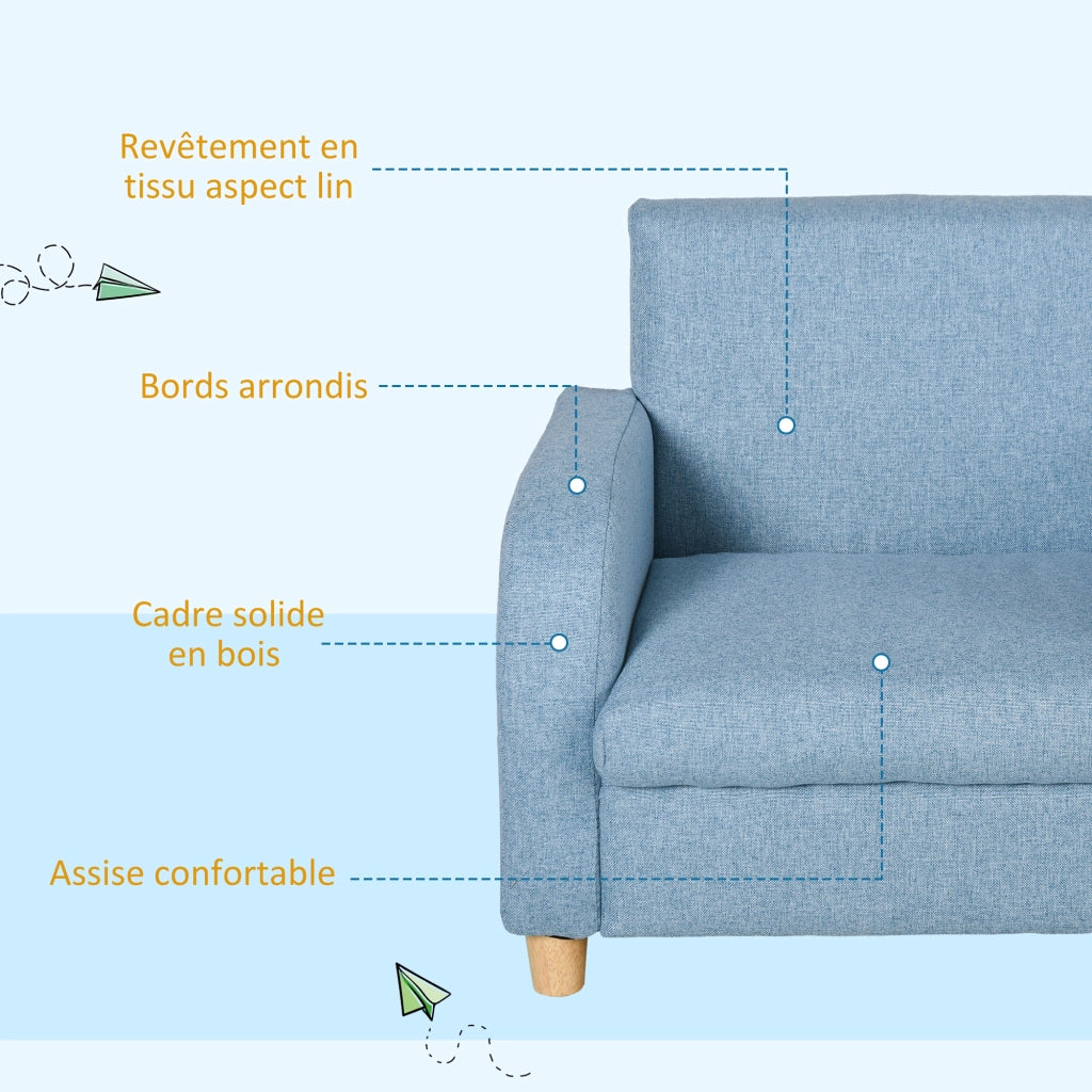 Poltrona per Bambini Design ¨C zephmum ¨C Legno, Blu, Tessuto