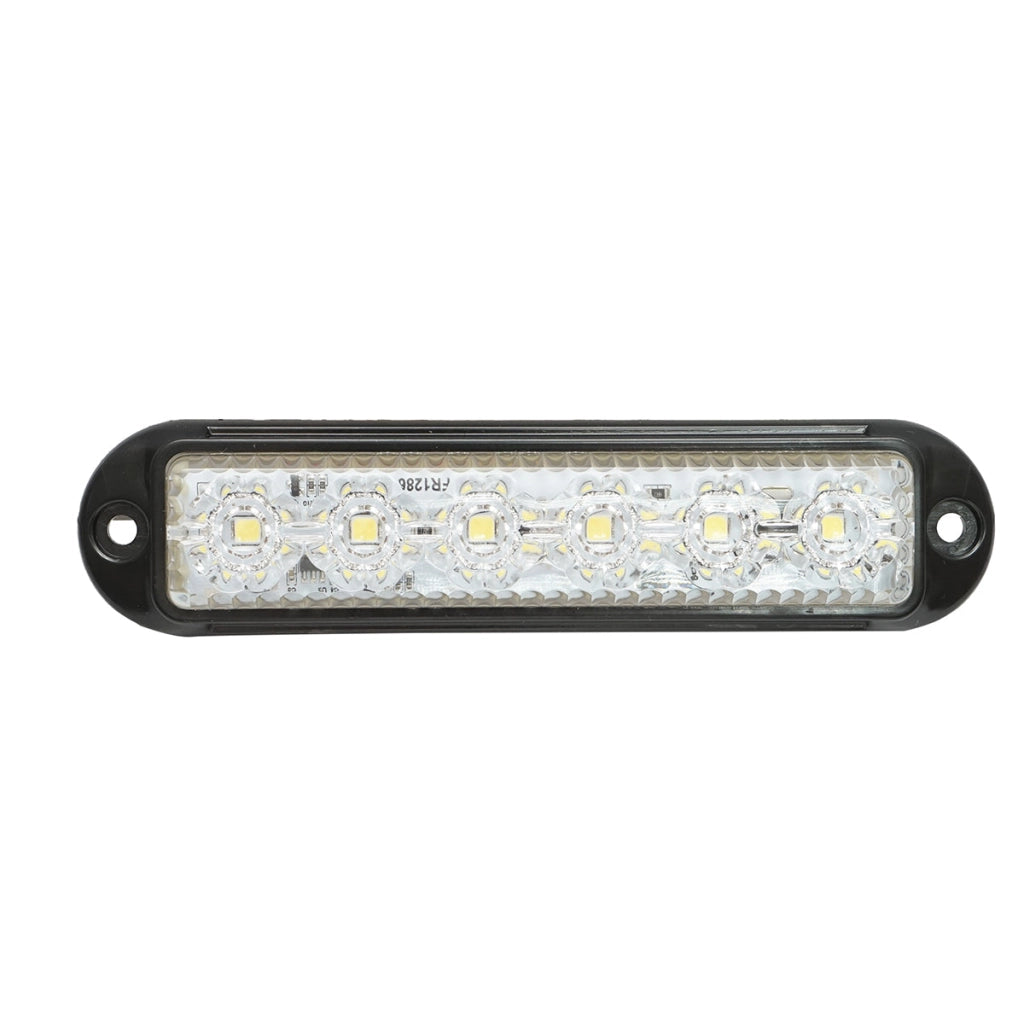 Lampada laterale LED, 12V-24V, bianca, 155x37 mm, con montatura nera, Breckner Germany.