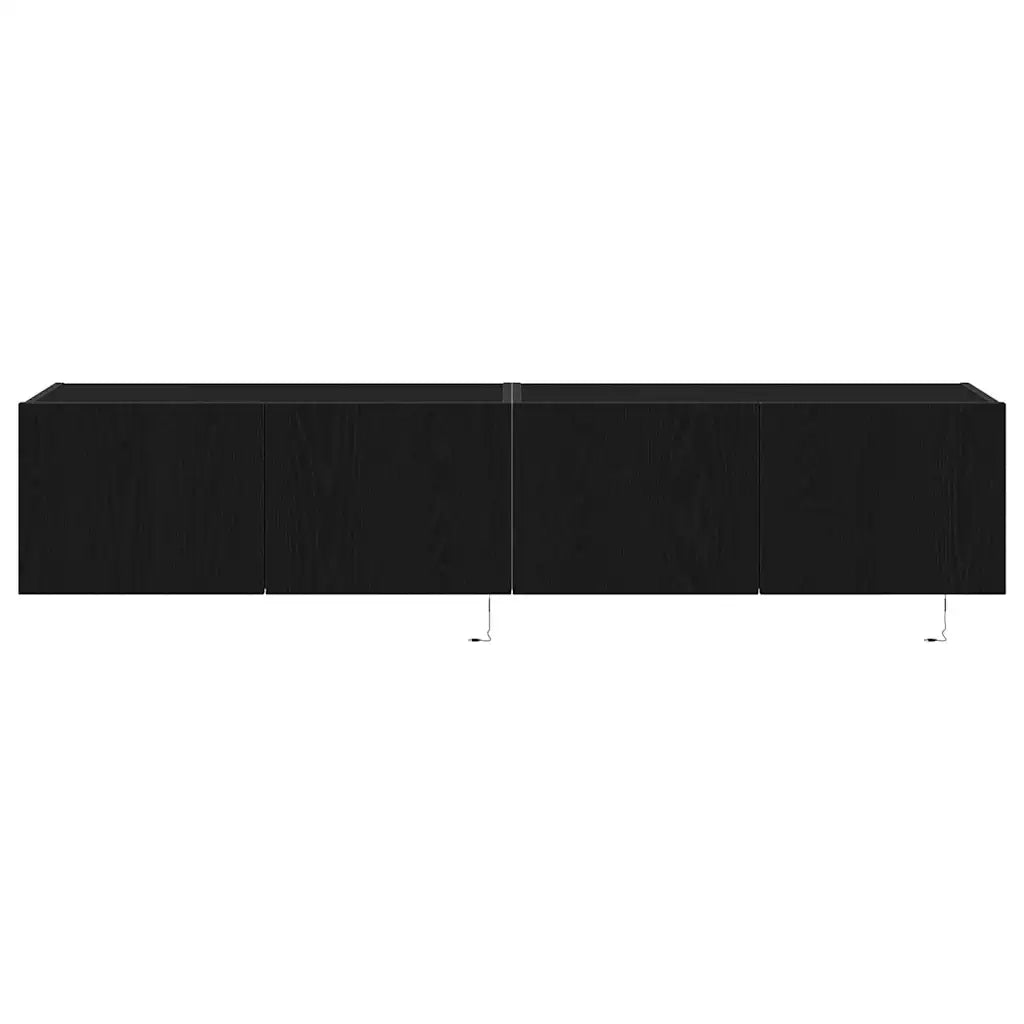 Mobile TV da parete con LED 2 pz | Armadietto TV | Mobile Porta TV Rovere Nero 80 x 35 x 31 cm