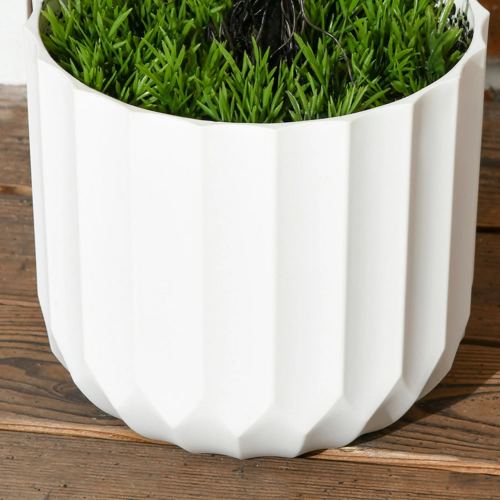 Set 2 Piante Cipresso Artificiali H90 Cm con Vaso Ø12x16 cm Verde e Bianco