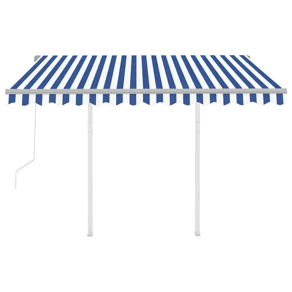 Tenda da Sole Retrattile Automatica con Pali 3x2,5m Blu Bianca 3069906