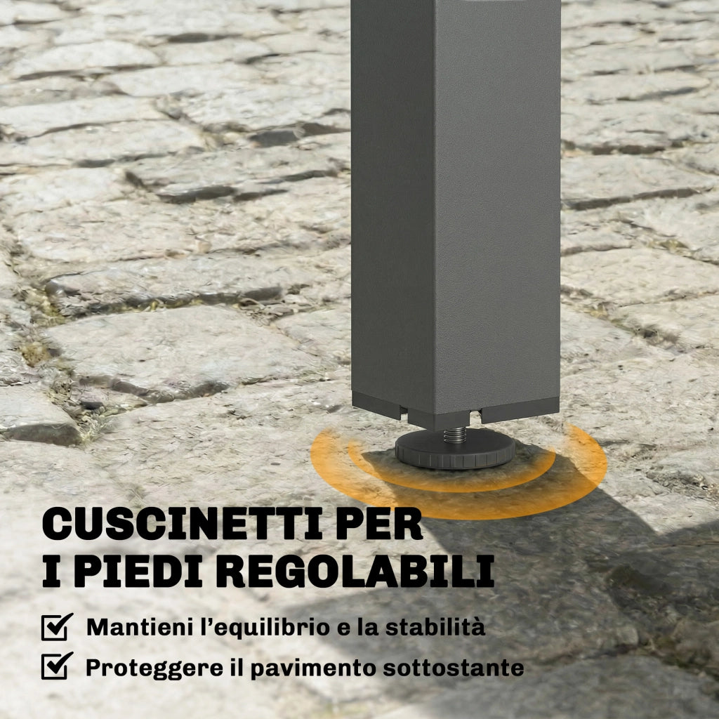 Tavolo da Giardino Allungabile per 6-8 Persone con Piano a Doghe, in Alluminio, 110-170x90x75 cm, Grigio Scuro