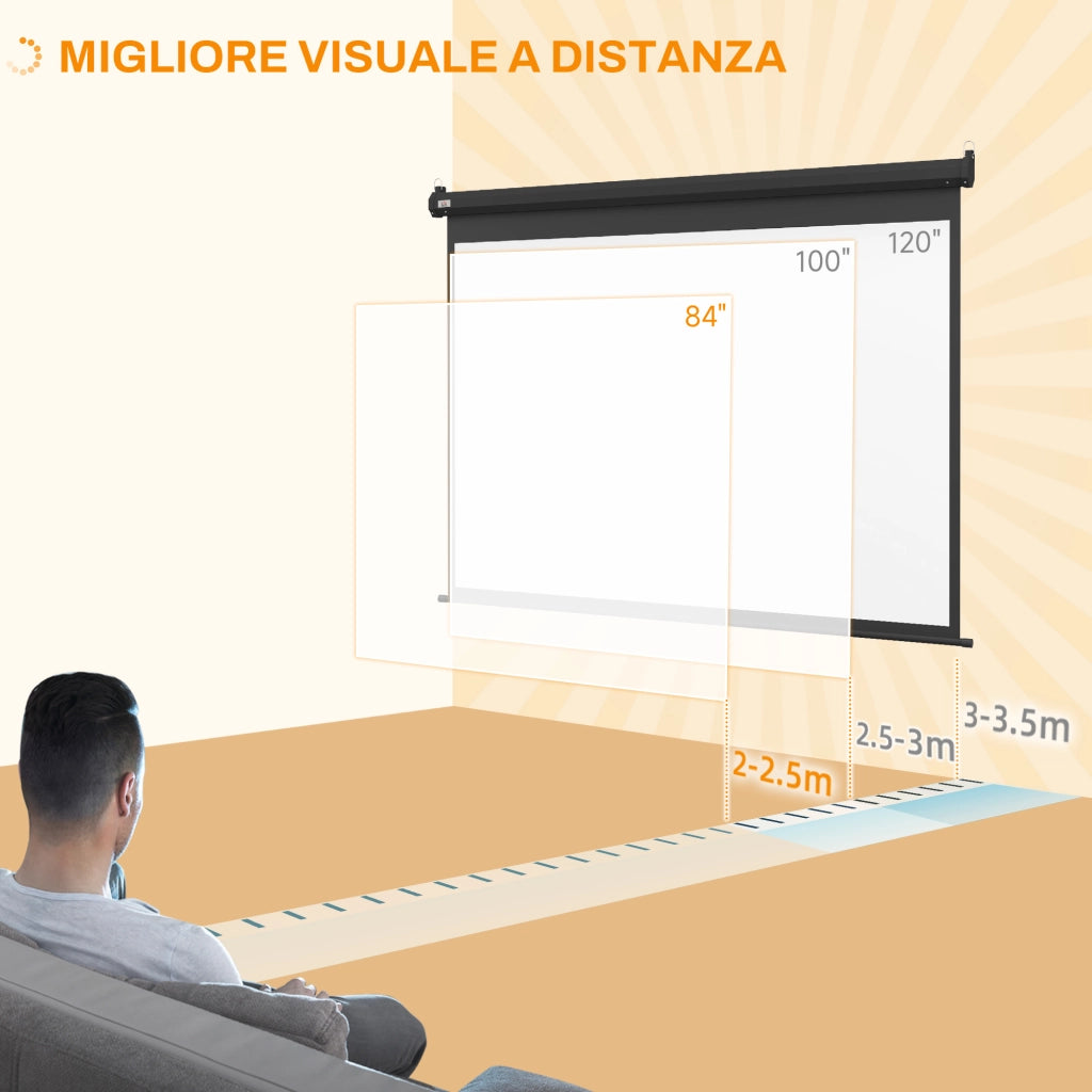 Schermo per Proiettore 89'' Regolabile ¨C Minimal ¨C 171x130 cm Nero