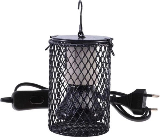 Verwarmingslamp infrarosso con protezione per rettili - illuminazione di riscaldamento - blocco anti-scottatura - gabbia di protezione - tartaruga - lucertola - serpente - gecco