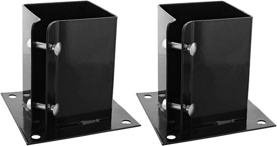 Palo di sostegno in acciaio - 91x91x150mm - Fermo base in acciaio inossidabile - Fermo di fondazione resistente alla corrosione - Ghiere preforate - Nero - Robusto - Adatto per la montatura dei pali